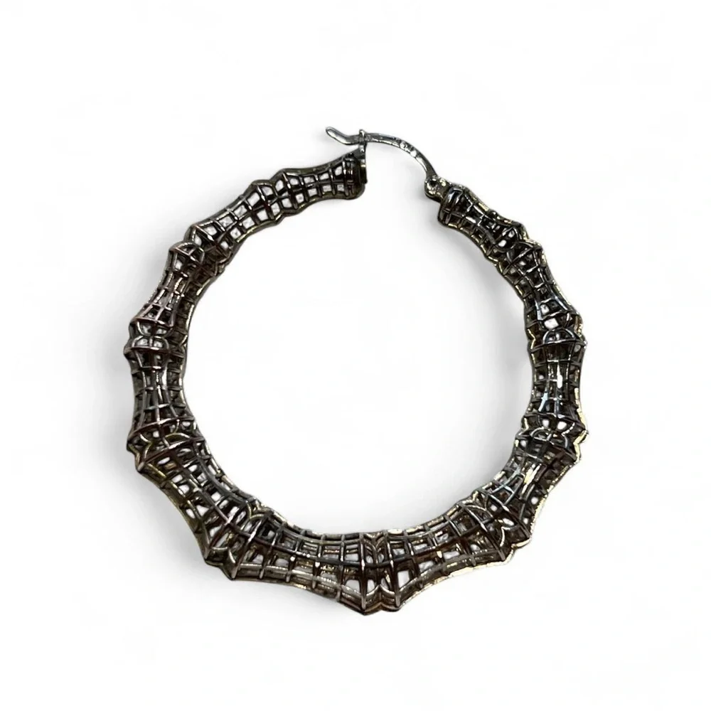 Silver Hoop Earrings - Picture 6 of 11